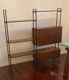 Libreria modernariato anni60 teak con mobile bar