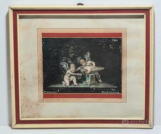 Antonio Francione Dipinto Pompei Amorini Gouache