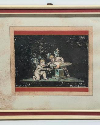 Antonio Francione Dipinto Pompei Amorini Gouache