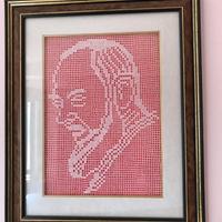 Quadro padre pio con ricamo a mano