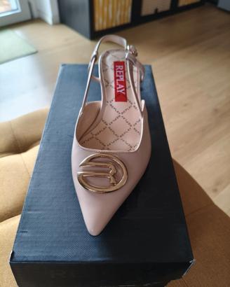 sandalo sling back Replay rosa cipria tacco kitten