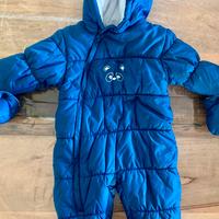 Tuta Idexe da neve neonato blu con orsetto