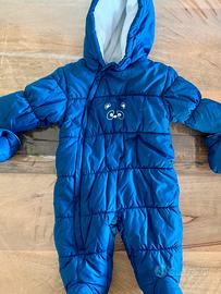 Tuta Idexe da neve neonato blu con orsetto