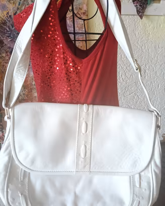 Borsa pelle bianca Vintage