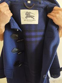 Burberry Montgomery Con Cappuccio In Lana Blu