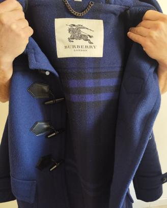 Burberry Montgomery Con Cappuccio In Lana Blu