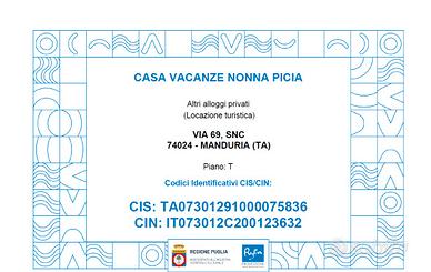 Casa vacanze nonna picia specchiarica (ta)