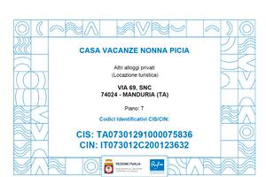 Casa vacanze nonna picia specchiarica (ta)