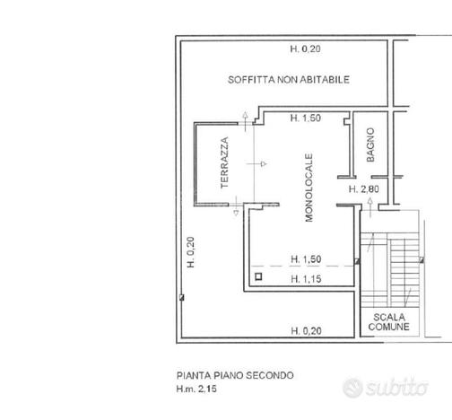 MONOLOCALE AL 2° ED ULTIMO PIANO CON TERRAZZO