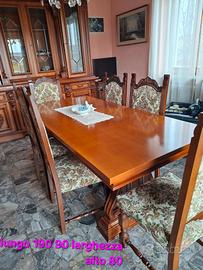 Tavolo rettangolare con 6 sedie in Noce 