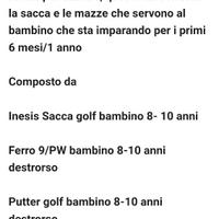 Kit golf bambino 8/10 anni