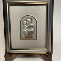 Quadretto di San Antonio in argento cornice legno