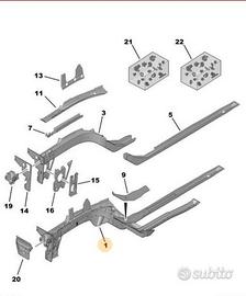 Lungherone telaio anteriore sx peugeot citroen