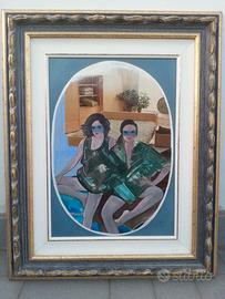 Gianni Bertini  - dipinto t.m e collage su tavola