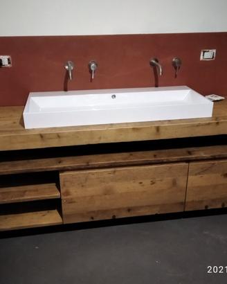 mensola e mobile bagno sospeso in legno vecchio