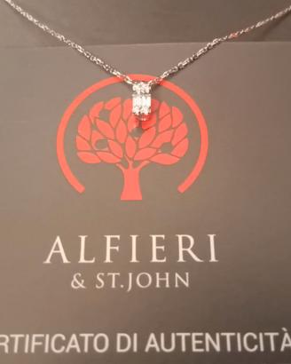 Collana Oro Bianco e Diamanti 0,08ct 18KT 1,70g