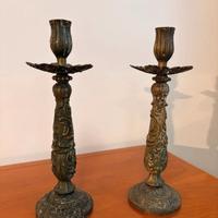 Splendida Coppia di Candelabri Vintage in Ottone L