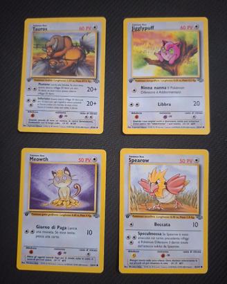 Carte Pokemon 1ª Ed Tauros Meowth Jiggly Spearow