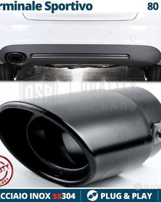 TERMINALE di Scarico OVALE Auto ACCIAIO Inox NERO