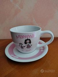 Tazza con piattini da colazione auguri Festa Mamma