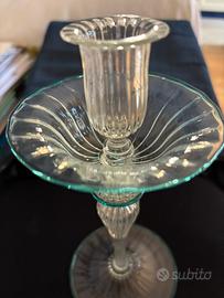 Candelabri vetro  con bordino celeste