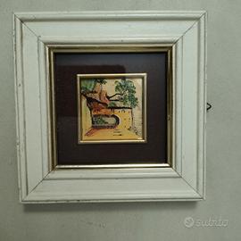 Quadretto Paesaggistico su foglio argento – 13x13