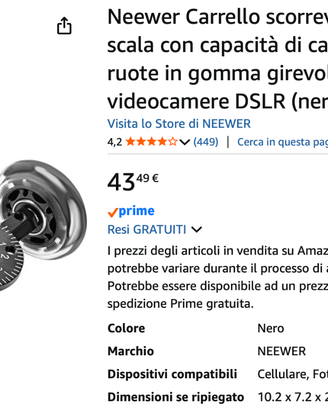 Carrello Dolly Ruote per Fotocamera