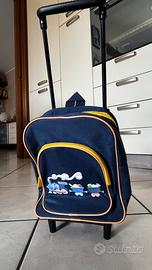 Zaino trolley asilo con ruote con disegno trenino