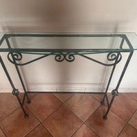 Consolle ingresso in ferro battuto con piano in ve