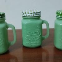 Set Bicchieri vetro decorati Mason Jar