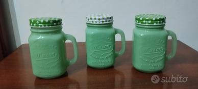 Set Bicchieri vetro decorati Mason Jar