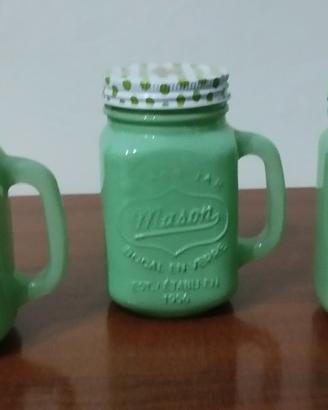 Set Bicchieri vetro decorati Mason Jar