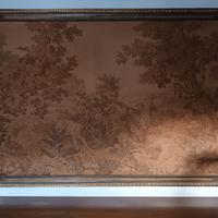Arazzo vintage grande da parete, cornice dorata