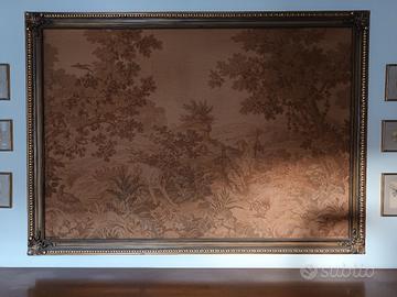 Arazzo vintage grande da parete, cornice dorata
