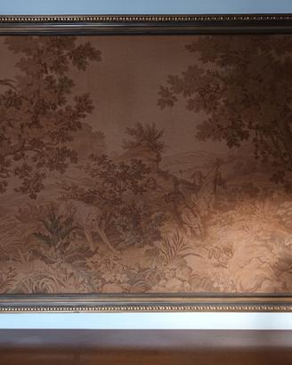 Arazzo vintage grande da parete, cornice dorata