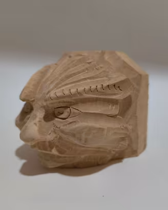 Mascherone Barocco in Legno Massello (8x7 cm). Alt