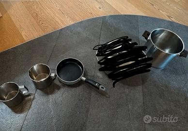 Set pentole e utensili da cucina in acciaio