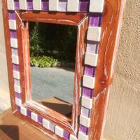 Specchio in legno ceramica vetro retro 