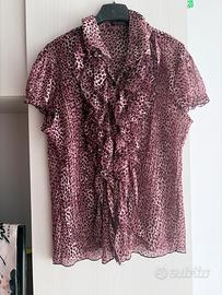 Camicia donna con fantasia leopardata viola