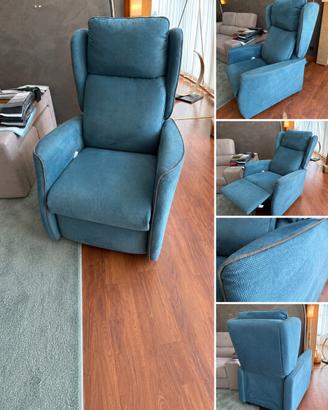 Poltrona relax elettrica in tessuro vellutato
