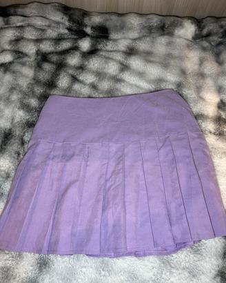 Gonna lilla plissettata con shorts interni- S