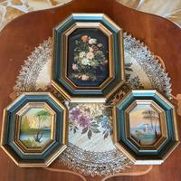 Trittico quadretti ottagonali vintage italiani