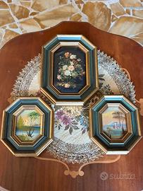 Trittico quadretti ottagonali vintage italiani