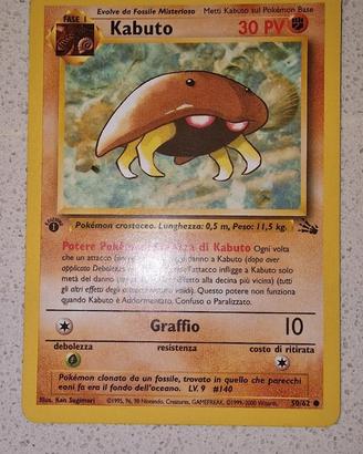 Pokemon Originale Kabuto 1Ed Fossil FO 50 / 62 ITA