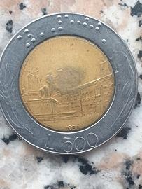 Moneta Bimetallica 500 lire errori