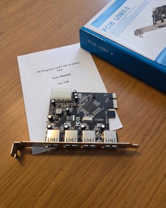 Scheda PCIe USB 3.0, Tipo A, 4 Porte, 5 Gbit/s

