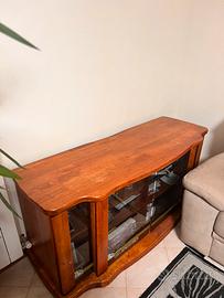 Mobile porta Tv in legno massello con ante vetro