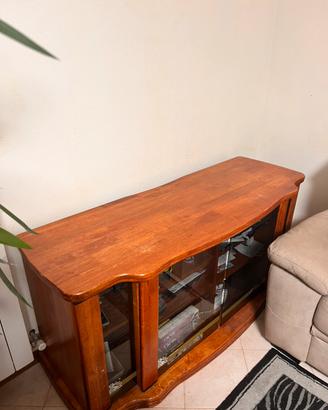 Mobile porta Tv in legno massello con ante vetro