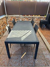 Tavolo Rattan 10 posti  + 6 Sedie esterno