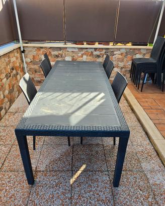Tavolo Rattan 10 posti  + 6 Sedie esterno